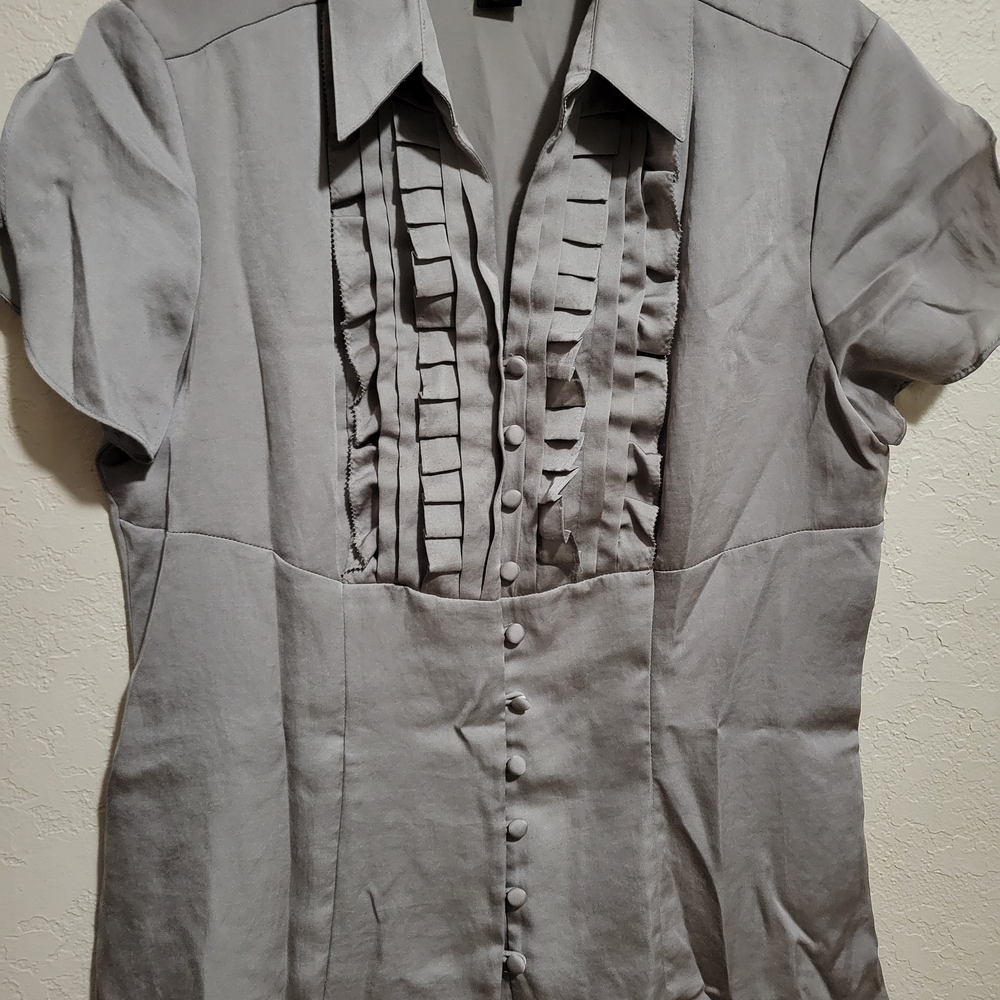 Apostrophe Charcoal Button-Front Blouse